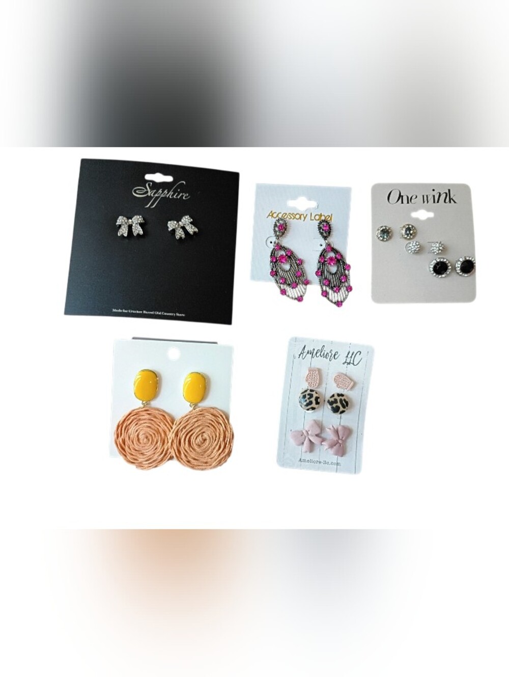 Mixed Earring Set - Yellow, Pink, Peach, Black & White